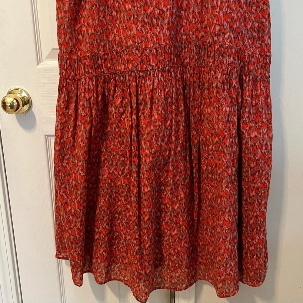 Joie V-Neck Tiered Maxi Dress Sleeveless Tea Rose Red Floral Lined 100% Cotton S - Picture 5 of 12